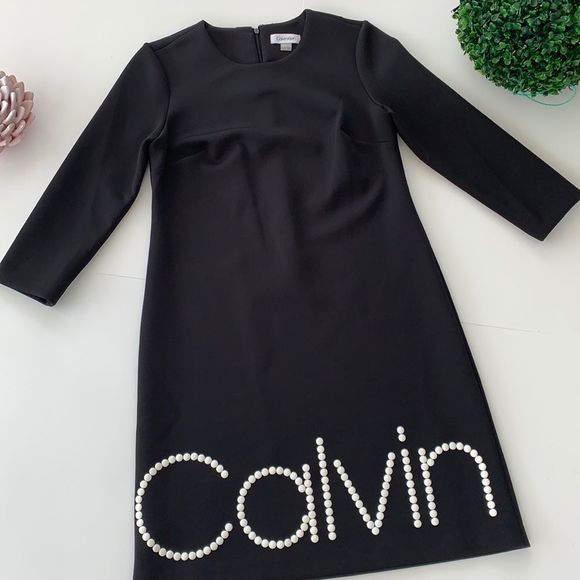 Calvin Klein Dresses & Skirts - Calvin Klein scuba black white logo dress size 4